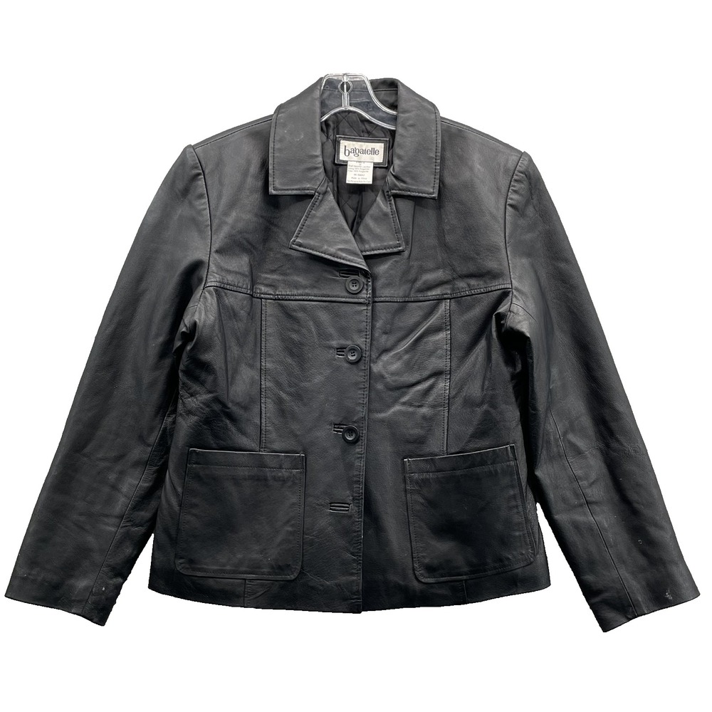 Bagatelle 100% Leather Jacket Womens Medium Black Biker Corpcore 90's Minimalist